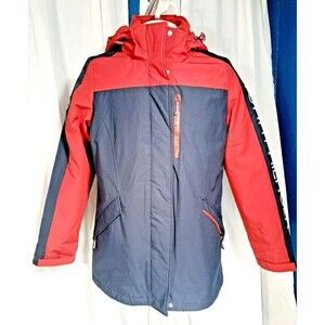 Tommy Hilfiger Women's 3 in 1 Systems Hooded Jacket Size Small Red Navy Blue